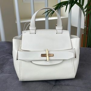 ZAC POSEN ~ Brigette Belted Leather Handbag ~ Swan ~ NWT!